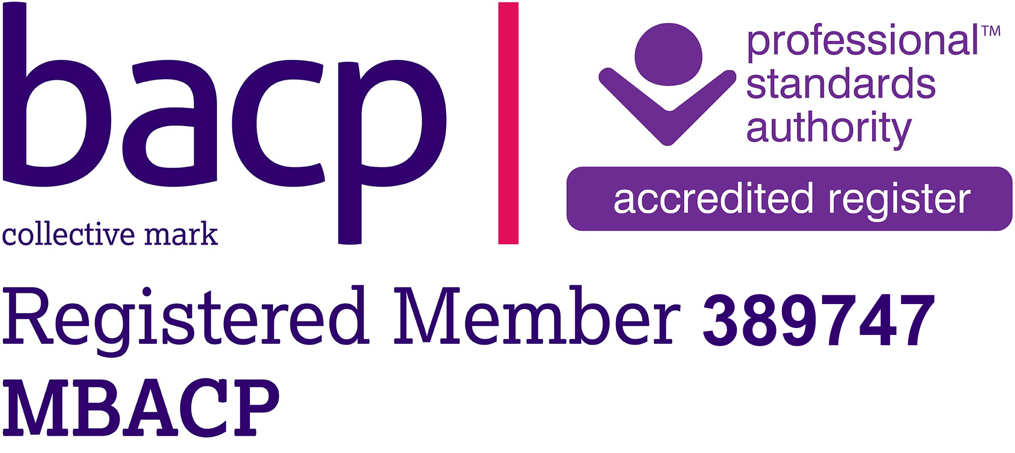 BACP Registered Member 389747, MBACP — Professional Standards Authority Accredited Register